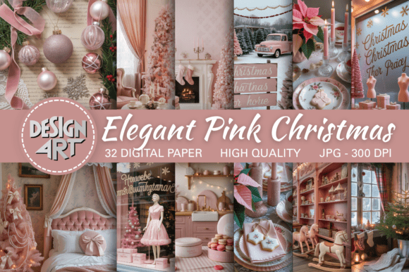 Download Elegant Pink Christmas Junk Journal Page - Premium Resources