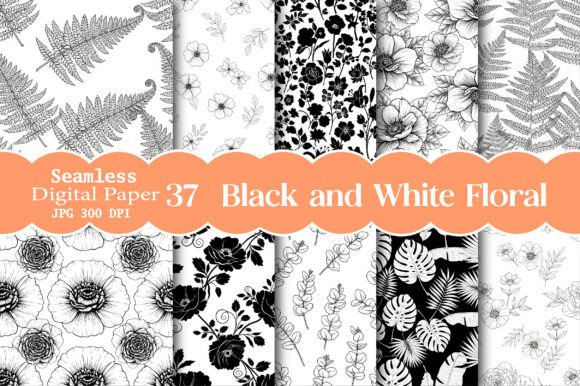 Download Black and White Seamless Floral Patterns - Floral patterns Collection