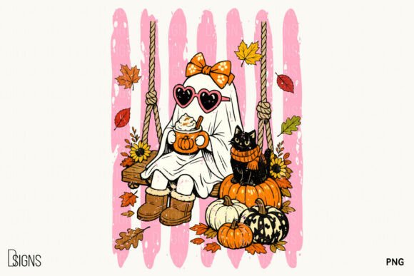 Download Fall Autumn Cozy Ghost Stripes Halloween - Stripes Collection