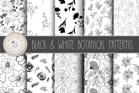 Download Black and White Seamless Floral Patterns - Floral patterns Collection