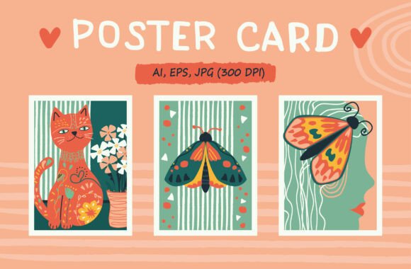 Download Boho Cat &amp; Mystical Moth Wall Art Set - Moth Collection