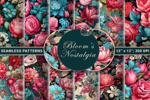 Download Retro Blooms: Seamless Floral Patterns - Floral patterns Collection