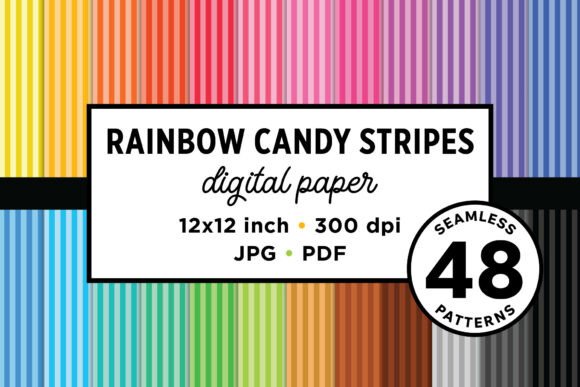 Download Rainbow Candy Stripes Seamless Patterns - Stripes Collection